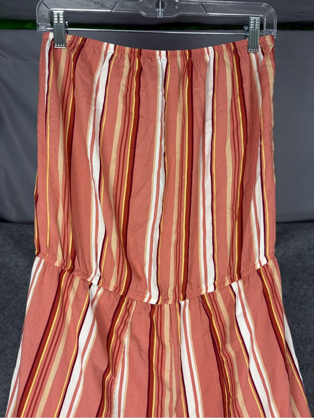 Supply & Demand NWT Strapless Wide Leg Handkerchief Jumpsuit Coral Stripe L